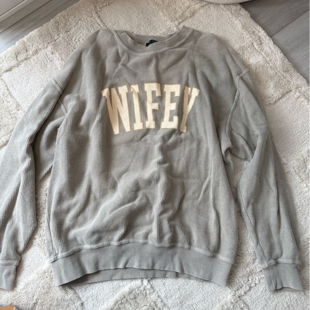 Gray Wifey Crew Neck Sweater